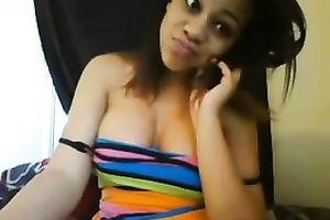 Cute large breated cam honey has no thing against flashing milk sacks to me