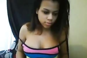 Cute large breated cam honey has no thing against flashing milk sacks to me