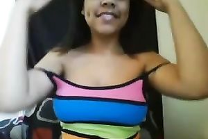 Cute large breated cam honey has no thing against flashing milk sacks to me