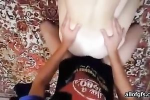 Dumpy brunette hair lassie receives drilled by 2 freaky hungry dawgs