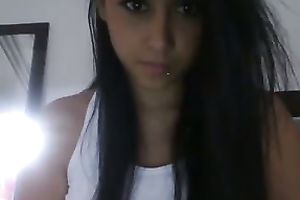 Hot str8 haired web camera wife showed off her suckable large boobies