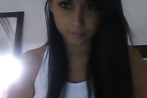 Hot str8 haired web camera wife showed off her suckable large boobies