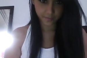 Hot str8 haired web camera wife showed off her suckable large boobies