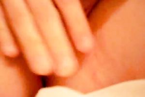 Seductive wifey pets her rock hard cum-hole with sex tool on closeup movie scene