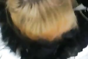 My masked golden-haired GF sucks my shaft in POV episode in a winter forest