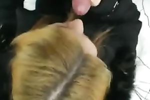 My masked golden-haired GF sucks my shaft in POV episode in a winter forest