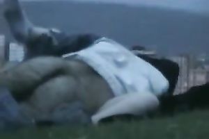 Spying on my ally outdoors having sex with his girlfriend