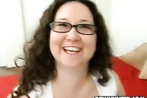 Four eyed overweight dark brown Jem Jewel gives her head