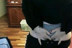 This amateur golden-haired slutwife on webcam has smth to impress me