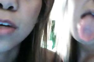 Two white slim skanks on the web camera topless and concupiscent