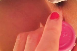 Using pink sex toy cute chick of mine was teasing her hairless vagina
