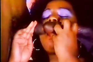 Fat swarthy woman acquires team-fucked by 2 kinky jerks