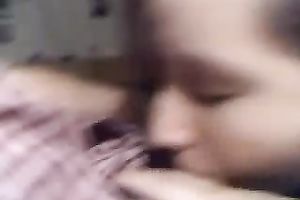 Sweet legal age teenager engulfing hard pecker deepthroat in dilettante clip