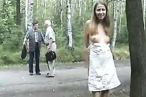 Svelte wicked shameless brunette hair slutwife showed off her diminutive constricted tits