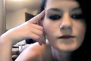 Tattooed bored looking brunette hair nympho exposed her natural mambos