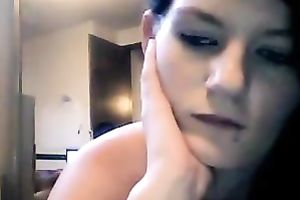 Tattooed bored looking brunette hair nympho exposed her natural mambos