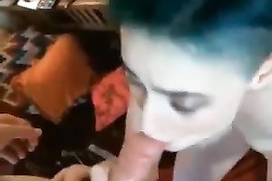 Punk pale doxy with petite love muffins provides her BF with a great oral job