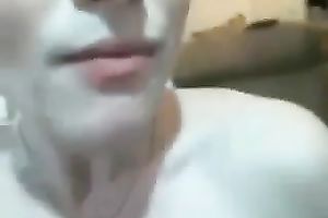 Punk pale doxy with petite love muffins provides her BF with a great oral job