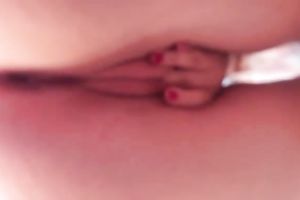 Friend's hawt BBC slut showed off her pink bald muff and rubbed it a bit