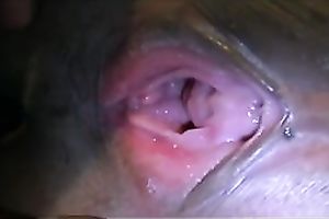 Magnificent seductress shows off her trickling juicy love tunnel