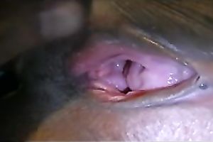 Magnificent seductress shows off her trickling juicy love tunnel