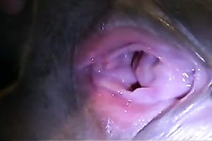 Magnificent seductress shows off her trickling juicy love tunnel