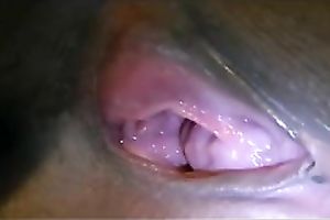 Magnificent seductress shows off her trickling juicy love tunnel