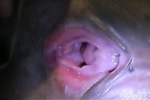 Magnificent seductress shows off her trickling juicy love tunnel