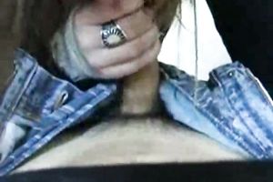 Brunette white girlfriend gives quick head on POV movie