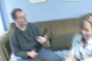 Two golden-haired doxies show their fellatio and cook jerking skills to a guy