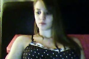 Horny lascivious sweetheart teasing and showing off her bra buddies