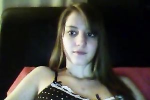 Horny lascivious sweetheart teasing and showing off her bra buddies