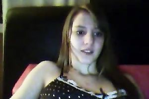 Horny lascivious sweetheart teasing and showing off her bra buddies