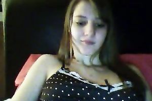 Horny lascivious sweetheart teasing and showing off her bra buddies