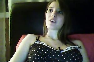 Horny lascivious sweetheart teasing and showing off her bra buddies