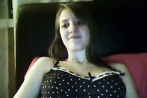 Horny lascivious sweetheart teasing and showing off her bra buddies