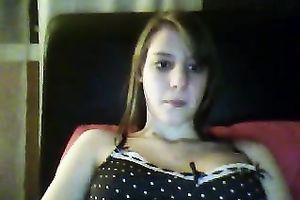 Horny lascivious sweetheart teasing and showing off her bra buddies