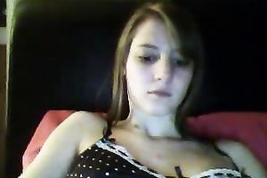 Horny lascivious sweetheart teasing and showing off her bra buddies