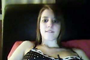 Horny lascivious sweetheart teasing and showing off her bra buddies