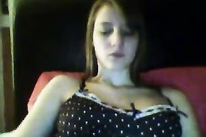 Horny lascivious sweetheart teasing and showing off her bra buddies