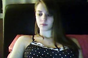 Horny lascivious sweetheart teasing and showing off her bra buddies