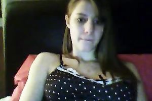 Horny lascivious sweetheart teasing and showing off her bra buddies