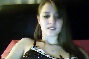 Horny lascivious sweetheart teasing and showing off her bra buddies