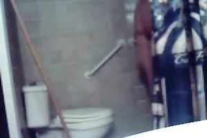 Chubby dilettante black haired nympho masturbates on the biffy bowl