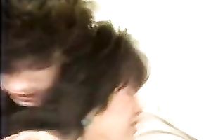 Cute 3some of vintage strumpets on the ottoman trying anal penetration