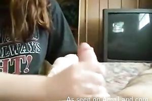 Soft hands of my college girlfriend wanking my dong