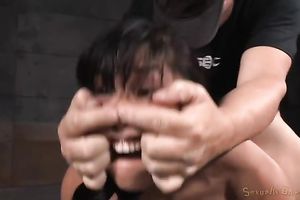 Cute Asian hawt white bitch exposes her face hole and arse for BDSM