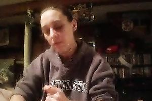 My ex girlfiend with black hair and hawt face gives a hand job