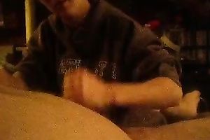 My ex girlfiend with black hair and hawt face gives a hand job