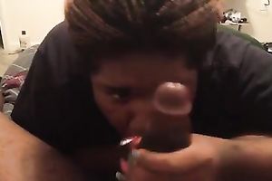 Fugly as fuck BBW doxy sucks large dark 10-Pounder in non-professional porn movie scene